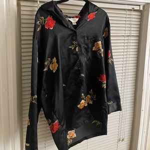 Floral silk button up